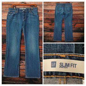 GAP Jeans 10 Vintage '04 Slim Fit Mid Rise Blue Denim Stretch Made in USA